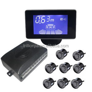 Sistema de sensor de estacionamiento LED Radar de respaldo inverso para automóvil Zumbador Alarma de advertencia Pantalla LED con 8 sensores de estacionamiento - Product Image 1