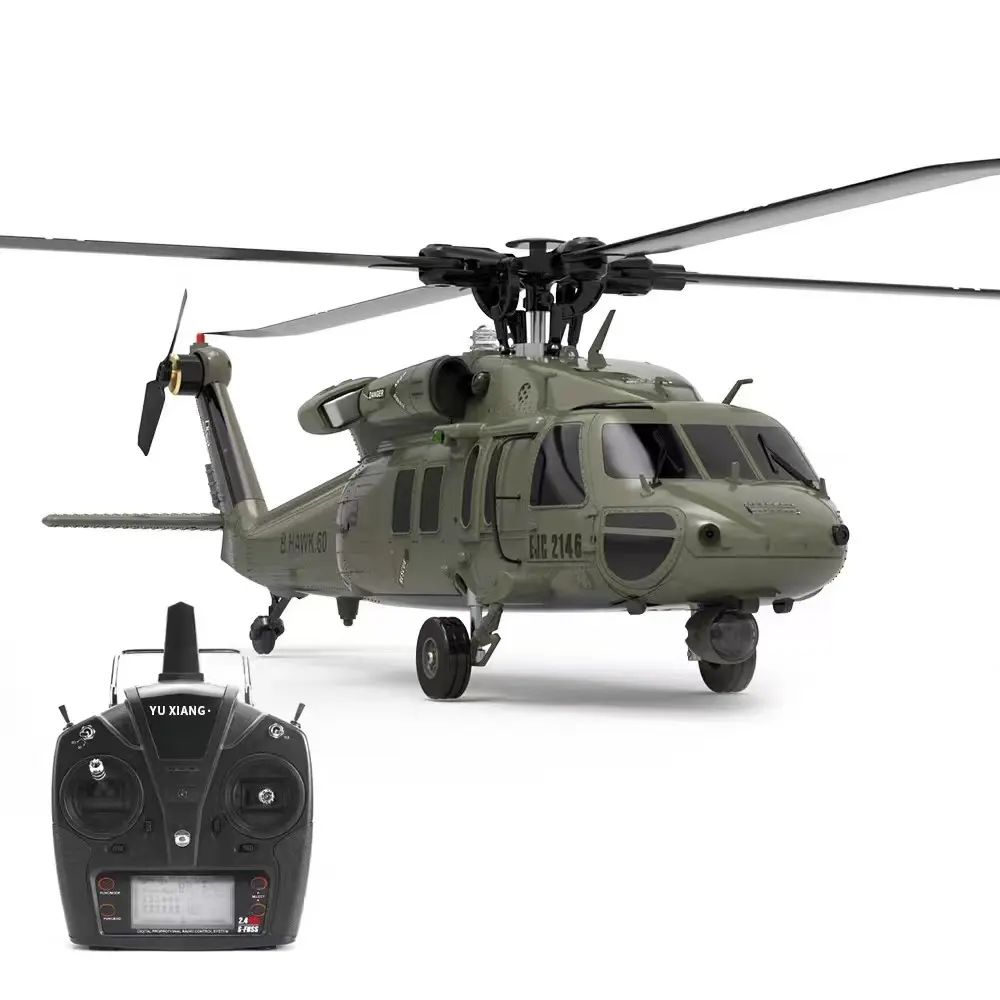 F09 UH60 블랙 호크 RC 헬리콥터 모델 항공 6 축 자이로 6CH 듀얼 브러시리스 모터 RTF 원격 제어 항공기 장난감