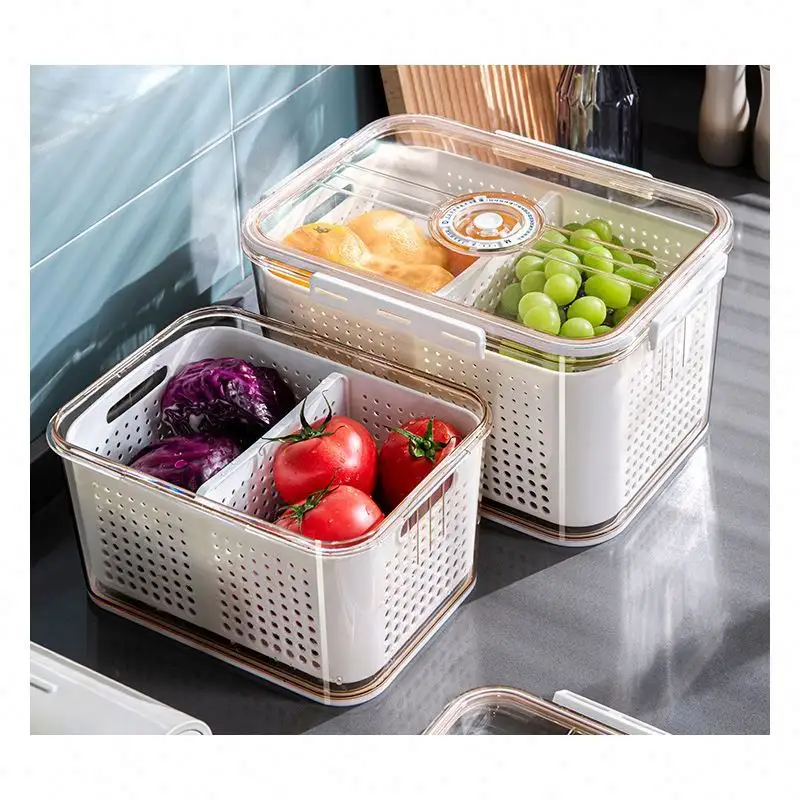 Organizzatore frigorifero frigorifero cucina plastica trasparente cibo per animali domestici e trasparente frutta verdura bidoni freddi scatola di immagazzinaggio
