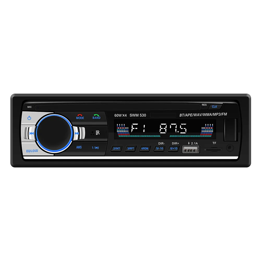 راديو صوت ستيريو للسيارة 12 فولت أحادي 1 دين 2USB/FM/SD/AUX مشغل mp3 مع بلوتوث يدعم شحن الهاتف
