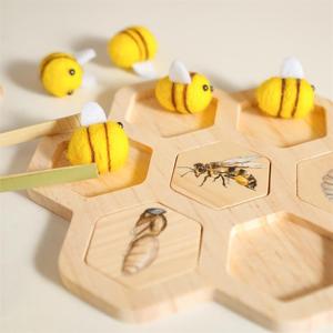 Montessori sıralama bal arı öğrenme kiti petek ahşap yapbozlar Montessori sınıf malzemeleri yaşam döngüsü oyuncaklar erkek kız için