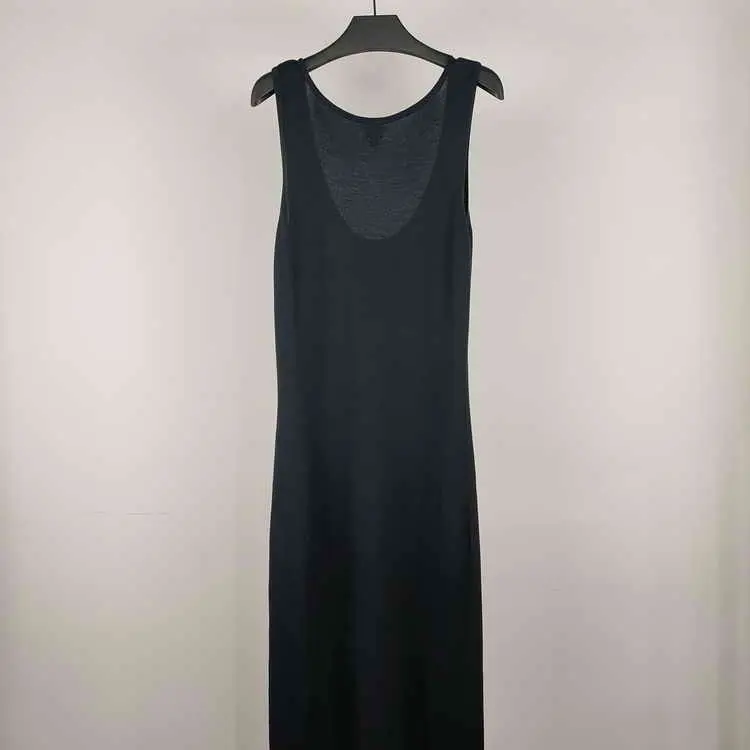 Vestido longo sem mangas para mulheres, com gola redonda, cabos, sem costas, leve, respirável, cor sólida, primavera, ideal para mulheres