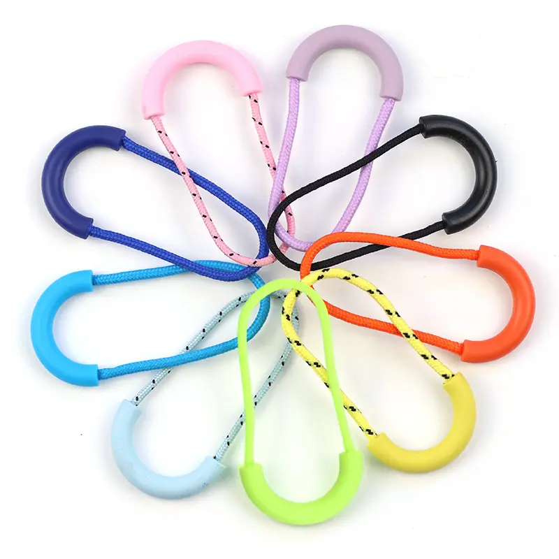 U Forma Colorido Silicone Rubber Zipper Pull Ropes Zip Extrator Para DIY Vestuário Acessórios