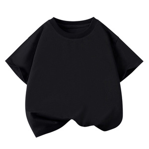 เสื้อยืดแขนสั้นผ้าฝ้ายสำหรับเด็กผู้ชายเด็กผู้หญิงแจ็คเก็ตสีพื้นสำหรับเด็กโตฤดูร้อน - Product Image 1
