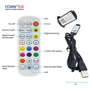 tcwin RGB Led Strip Light Set Smart APP <strong>Remote</strong> Control Usb5v <strong>IR</strong> 24keys <strong>Remote</strong> Control Ip20 Ip65 30leds Waterproof Music Sync Tv Light