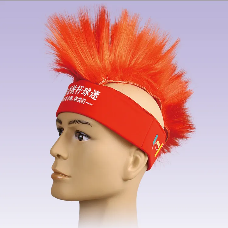 Colore personalizzato pazzo con parrucca di capelli mohawk stile ventaglio testa colore personalizzato parrucca arcobaleno