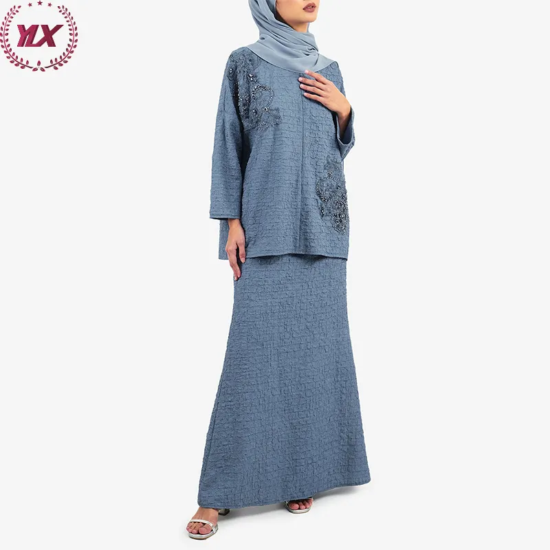 Новейшая Мода Baju Kurung элегантная Высококачественная модель Baju Kurung современная модная вышивка с длинным рукавом блестками Baju Kebaya