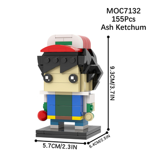 MOC7132アッシュケッチャム155個レンガ日本のアニメシリーズポケモン架空のキャラクター組み立てビルディングブロックキッズGitおもちゃ