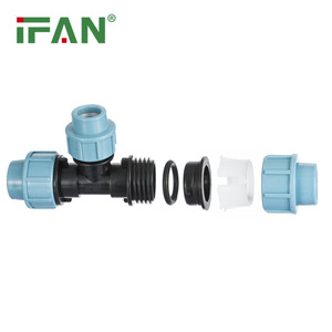 Ifan ที่มีคุณภาพสูงอุปกรณ์ท่อ HDPE สีฟ้าอ่อน20-110มม PP การบีบอัดอุปกรณ์ AS/NZS ข้อต่อท่อ HDPE 4130 - Product Image 4