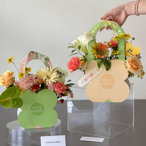 Sacchetti per Bouquet di fiori in carta Kraft con manico per negozi di fiori, imballaggi per confezioni regalo a prova di acqua