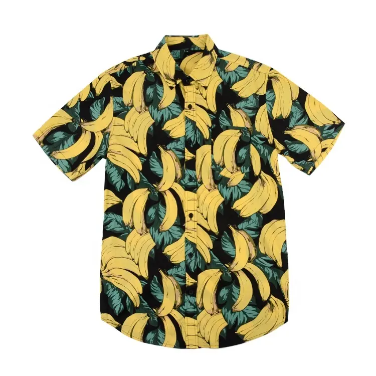 Mais recente Design Personalizado Popular Praia Manga Curta 100% Homens Algodão Novo Modelo Banana Camisas