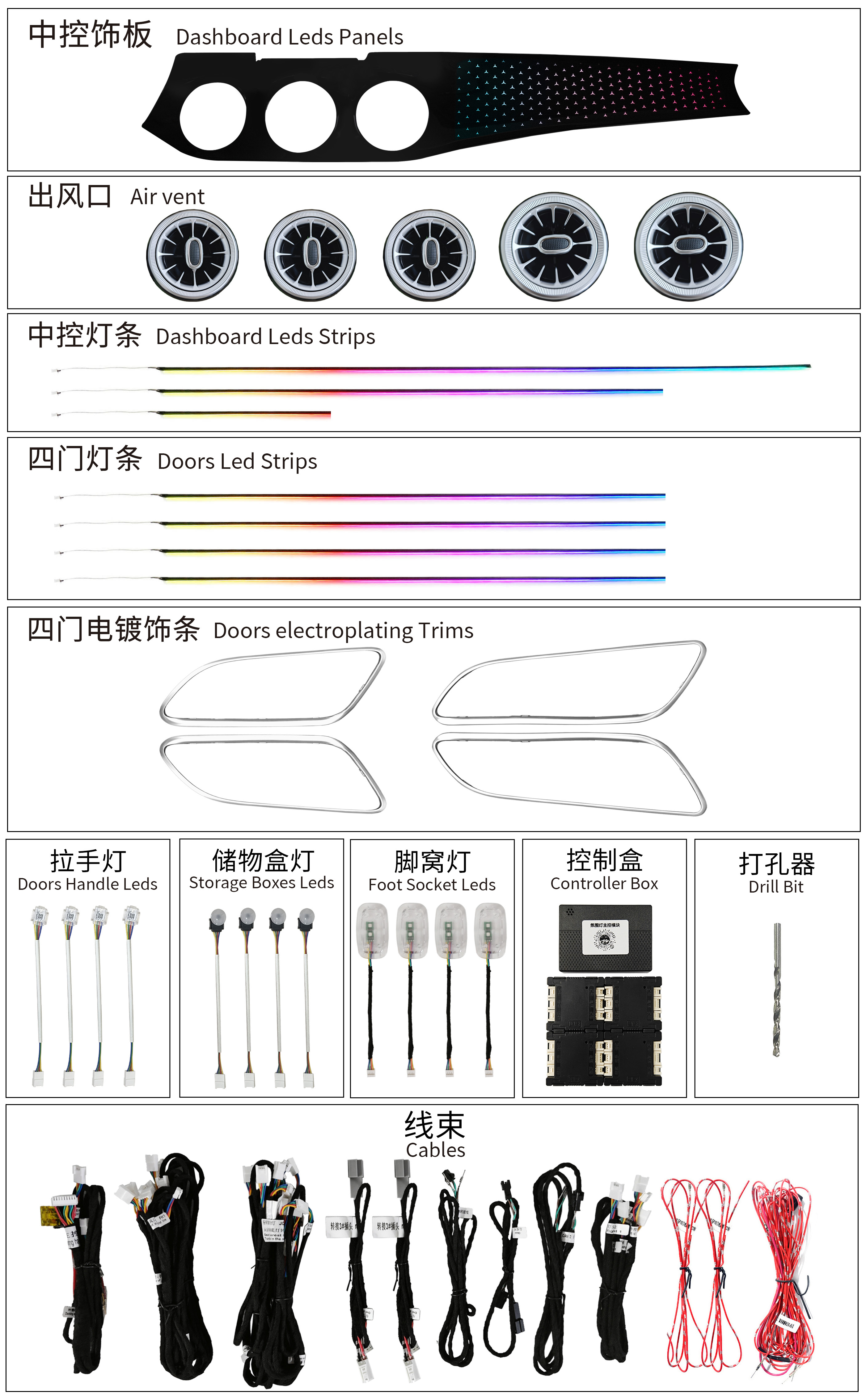 ชุดไฟสีรุ้ง3ชุด + แผงที่นั่งผู้โดยสารขนาด OEM