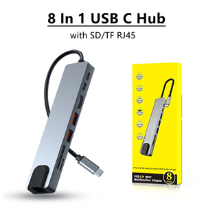 8 in 1 USB CハブタイプC 3.1〜4K HDアダプターRJ45 SD/TFカードリーダーPD急速充電ノートパソコン用 - Product Image 2