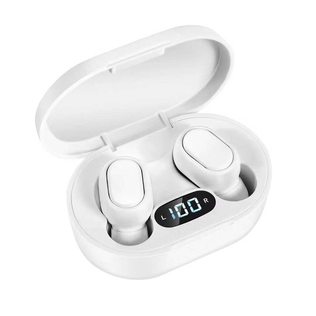 Auriculares bluetooth E7s versión con pantalla digital blanco