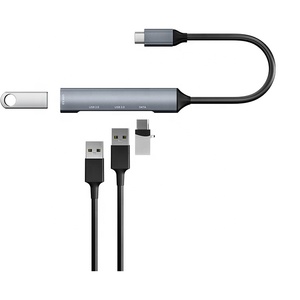 4 port USB C Hub 2 in 1 USB A ve C tipi adaptör alüminyum alaşım USB3.0 2.0 USB C yerleştirme istasyonu Laptop için - Product Image 4