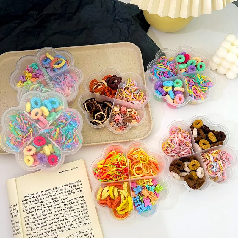 Ifond Nieuw Ontwerp Haarbanden Candy Color Kinderen Haaraccessoires Set Verpakt Met Doos Schattige Mini Haarbanden Clips