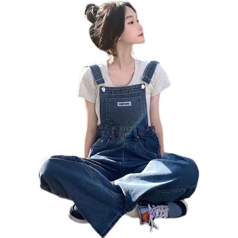 Tuta in Denim da donna ampia tute Vintage stile Preppy moda femminile stile Streetwear ragazze Chic popolare Harajuku Drop Shipping