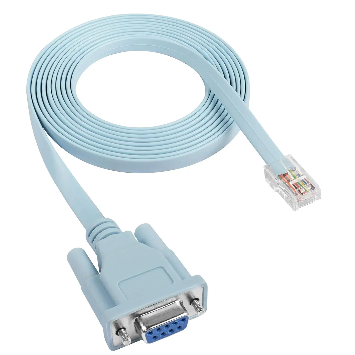 Cable serie RS232 hembra RJ45 a DB9 azul de 6 pies y 1,8 m para interruptores Cisco y equipo de firewall Cable de consola de equipo de red