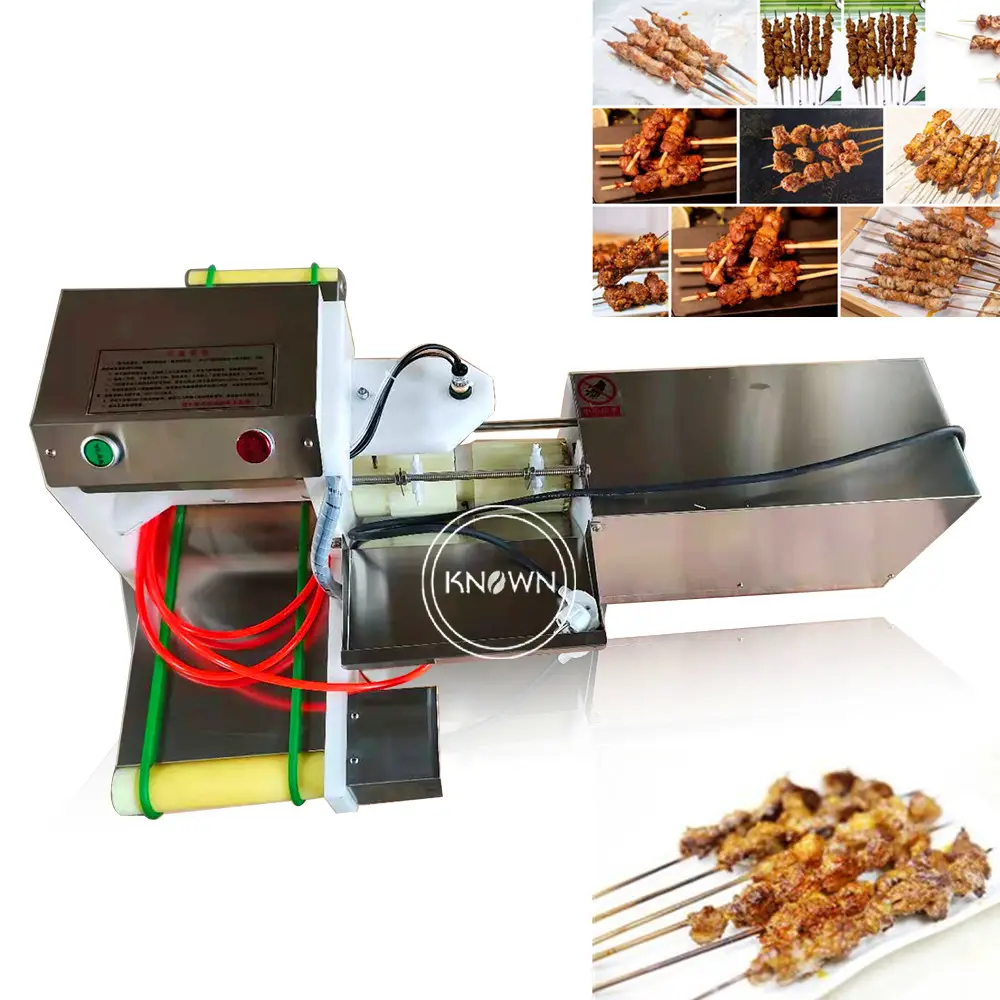 OEM Mesin Tusuk Sate Daging BBQ Otomatis, Mesin Pembuat Kebab Sapi Ayam Stainless Steel Food Grade