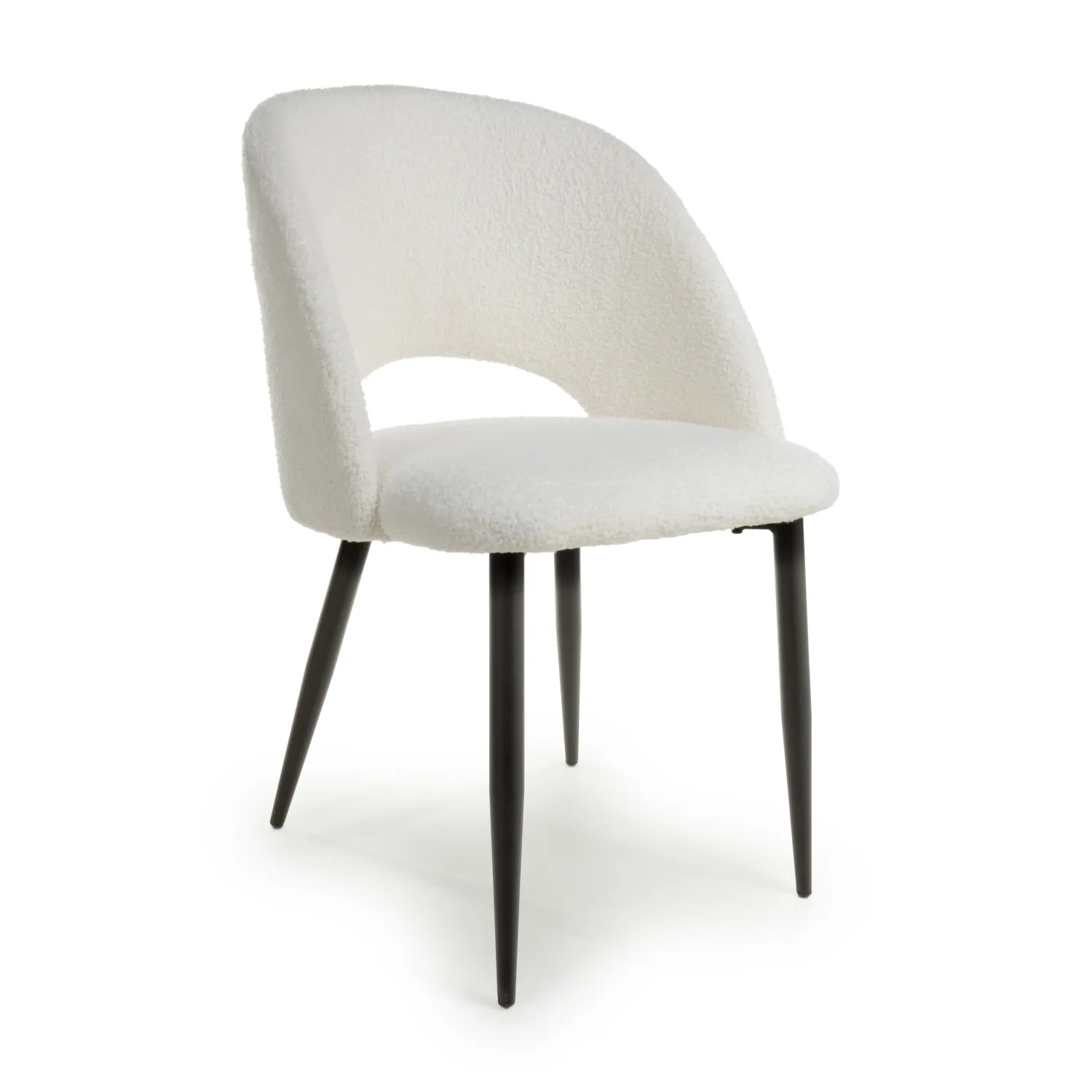 Nouvelle arrivée Confortable chaise de salle à manger rembourrée en velours doux évider chaise de salle à manger en tissu blanc