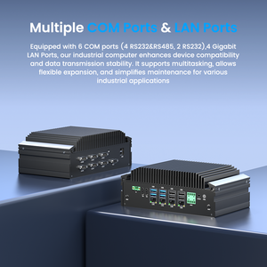 Fanless industriale Mini PC 4 Ethernet RS232 RS485 COM Server di rete Ubuntu Firewall Router GPIO 12V Phoenix terminale Computer - Product Image 3