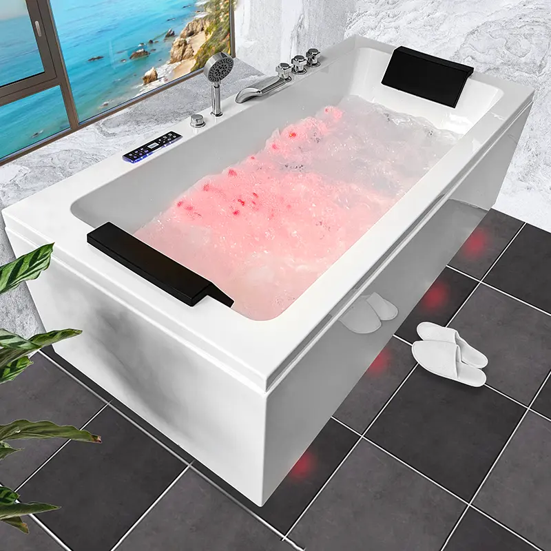 All'ingrosso vasche da bagno bianche led acrilico idromassaggio vasca idromassaggio jacuzzi fascia da bagno bagno massaggio moderno vasca da bagno spa al coperto con doccia