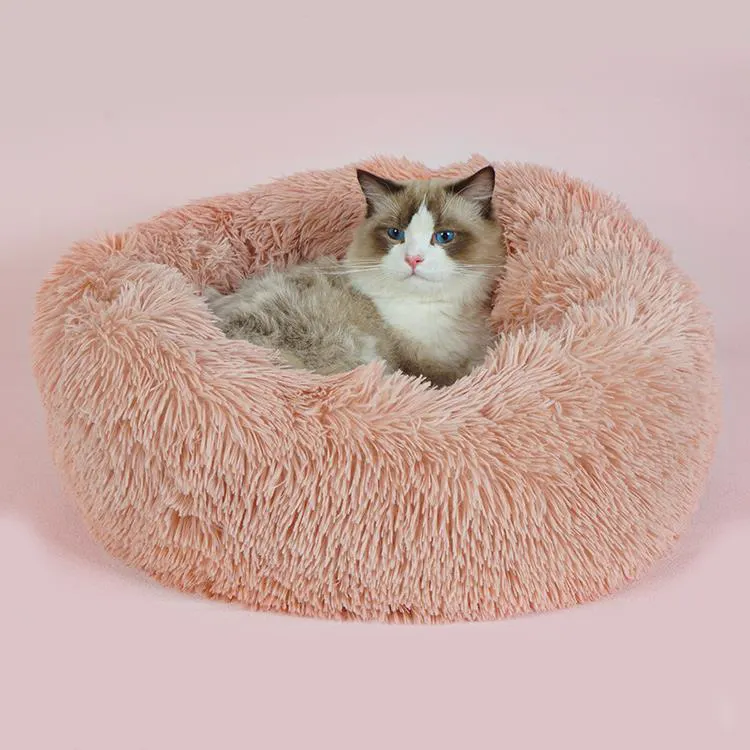 फैक्टरी कस्टम सर्दियों आलीशान रखने गर्म बिल्ली बिस्तर गहरी नींद लक्जरी पालतू बिस्तर कुत्ते