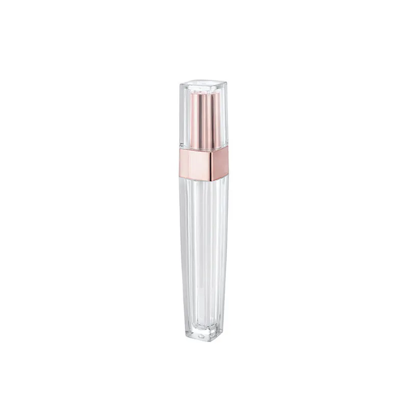Populer Mewah 6Ml Tabung Wadah Lipstik Cair Bening Kosong Tabung Lip Gloss Emas Mawar Transparan Pensil Lapisan Ganda Plastik