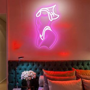 Ipixel USB Powered Lady Neon Signs for Wall Decor Pink White LED <strong>Light</strong> Sign for Preppy Room Decor <strong>Light</strong> up Sign - Product Image 1