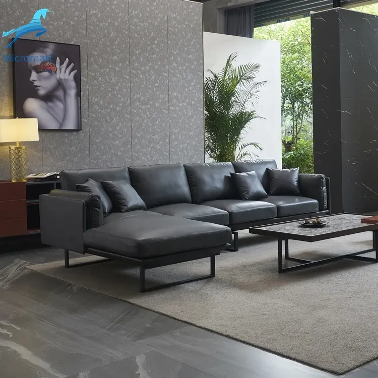 2020 Hot Sale Luxury Natural Black Color Furniture Living 4 Seaters Sofa