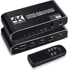 Interruptor HDMI 4X1 4K 60Hz HDMI2.0b Switcher Selector compatible con HDCP 2,2 con interruptor automático de control remoto - Product Image 1