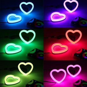 New <strong>RGB</strong> Chasing <strong>LED</strong> Angel Eye Ring Auto Decoration Heart-Shape Halos Sequential Turn Signal for Honda App Control Headlight - Product Image 4
