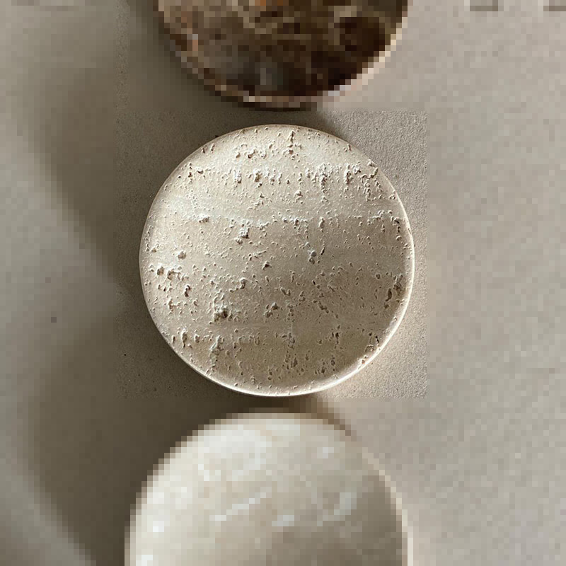 Diamètre 10, hauteur 2 cm - Marbre jaune pierre.