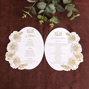 Tarjeta de programa de boda y menú de boda con temática Floral, diseño personalizado e impresión
