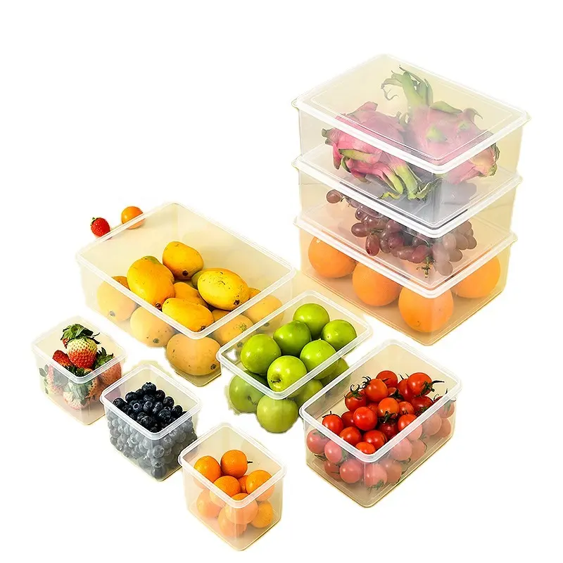 7個のキャニスターセット食品貯蔵容器プラスチック製の手頃な価格の正方形の貯蔵キッチンの整理と貯蔵