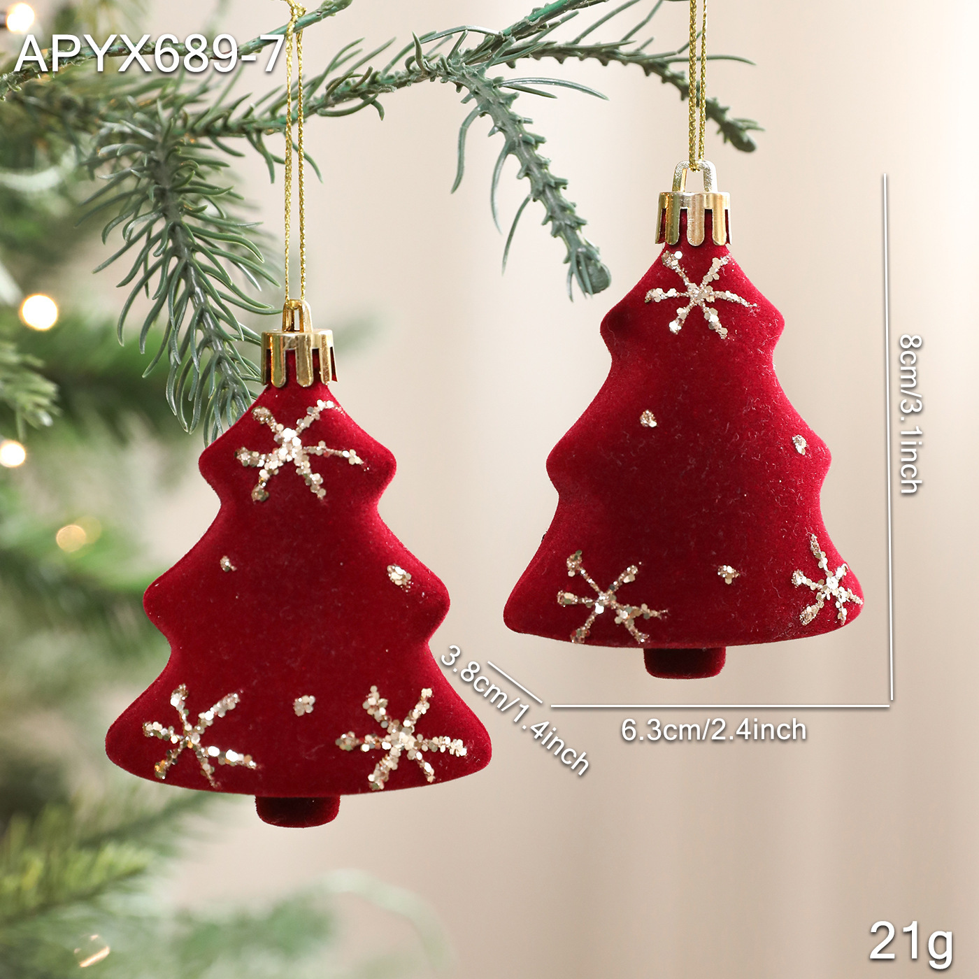 Árbol de Navidad rojo/paquete de 2