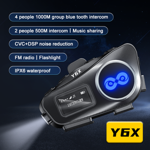 Sistema de intercomunicación de motocicleta avanzado de 4 vías con radio FM y auriculares para compartir música