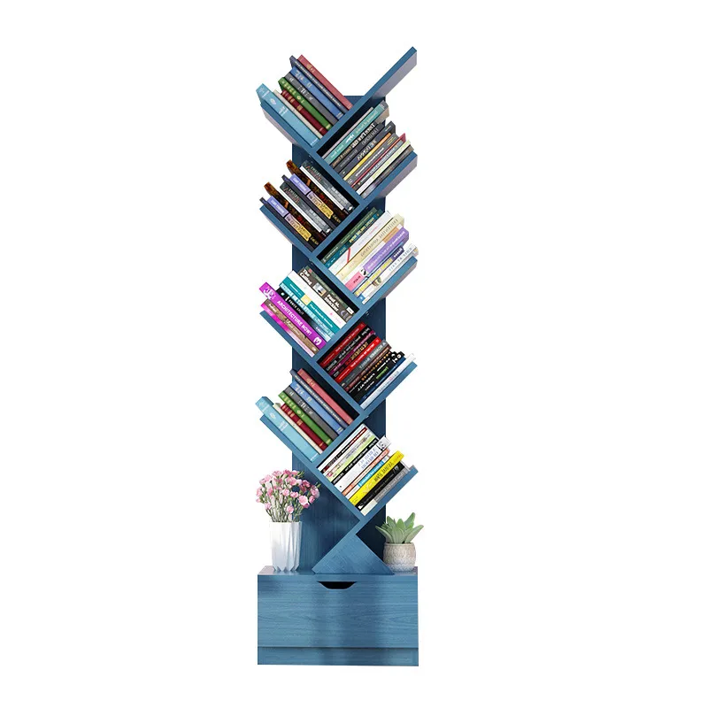 Estantería de madera de 6-12 niveles para libros, estantería de almacenamiento para árbol, Oficina