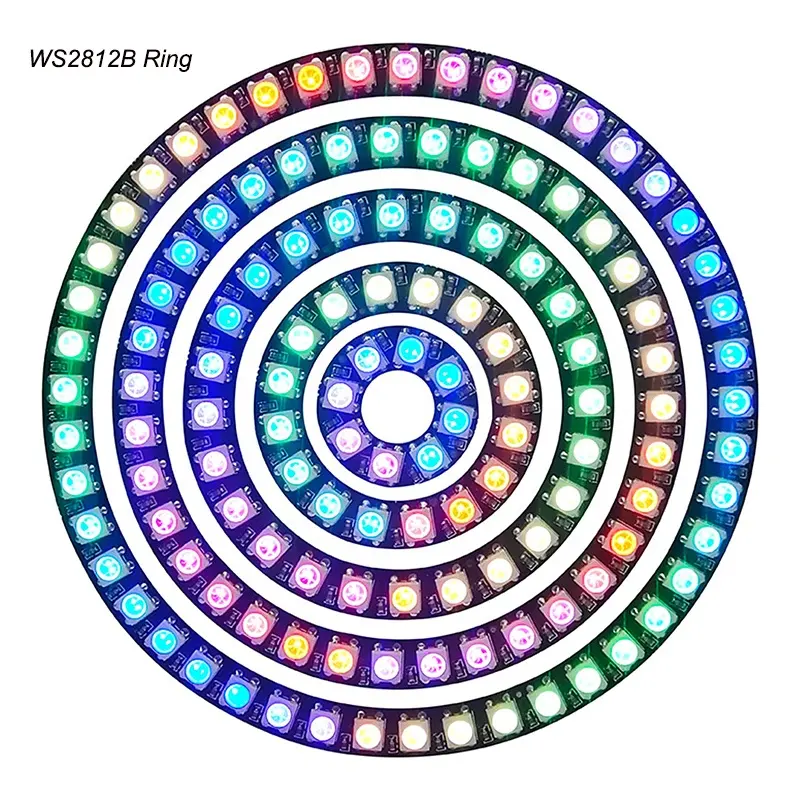 Lumière de Pixel circulaire rvb personnalisable WS2812 SK6812 carte PCB blanche adressable 24 45LED bricolage 5050 5V WS2812B anneau LED rond