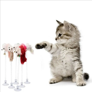 卡通宠物猫玩具棒羽毛棒鼠标玩具带迷你铃铛猫捕手预告互动猫玩具