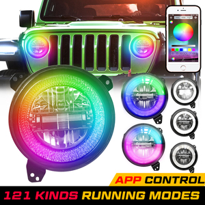 DOT Approved DRL <strong>RGB</strong> <strong>9</strong> Inch Round <strong>Led</strong> Headlights APP Control <strong>RGB</strong> <strong>Led</strong> Headlight <strong>9</strong>&quot; Car Accessories for Jeep Wrangler JL 2021 <strong>9</strong>&quot; - Product Image 5