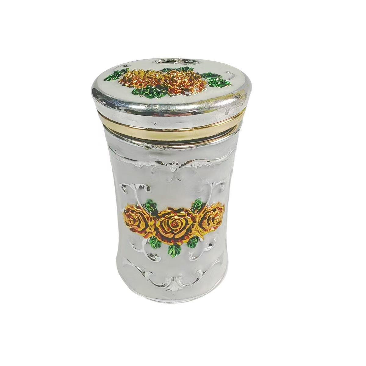 silver-edged orange rose-ivory