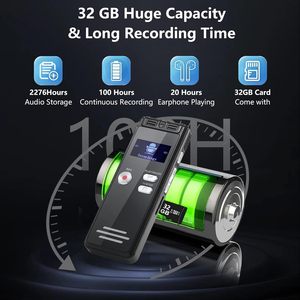 Digital Voice Activated <strong>Recorder</strong> With Playback - 2276 Hours Audio Recording Device, 3072Kbps HD Dual MIC Tape <strong>Recorder</strong> Device - Product Image 3