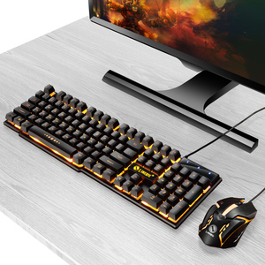 Juegos de teclado y ratón para juegos con retroiluminación LED de ordenador personalizado de fábrica, juegos de ratón y teclado con cable USB Klavye