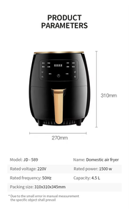 Electric Digital Hot Air Fryer, Oil-Less Healthy Cooker, <strong>Timer</strong> <strong>Temperature</strong> <strong>Controls</strong> 4.5L Quick Talking air Fryer - Product Image 2