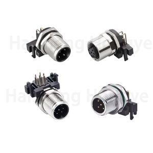 Sağ açı M12 PCB konektörü 90 derece erkek/kadın M12 A kodu 2/3/4/5/6/8/12 Pin 12 P 5Pin bağlayıcı paneli montaj konektörü - Product Image 1