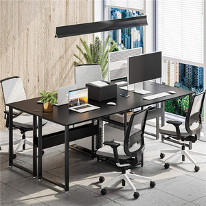 Mesa de estudio de ordenador de pie en forma de L de madera, estación de trabajo, escritorio de PC para dos personas - Product Image 6