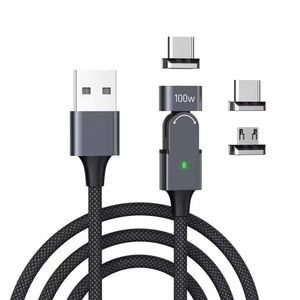 2025新设计5A快速充电3合1 Type-C USB磁性充电线尼龙外套新年礼物 - Product Image 1