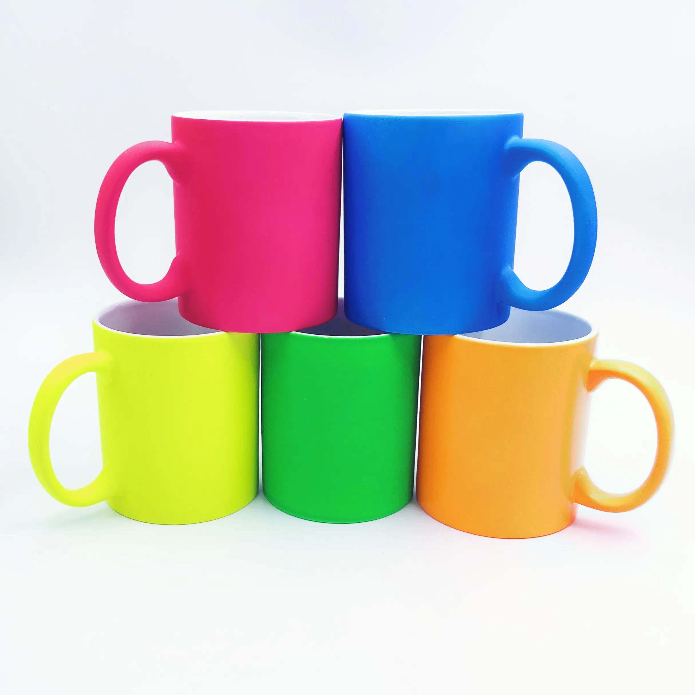 Taza de cerámica de color mate iridiscente personalizada, con pintura de goma esmaltada, 11oz, 330ml, forma recta, con patrón de logotipo para manualidades