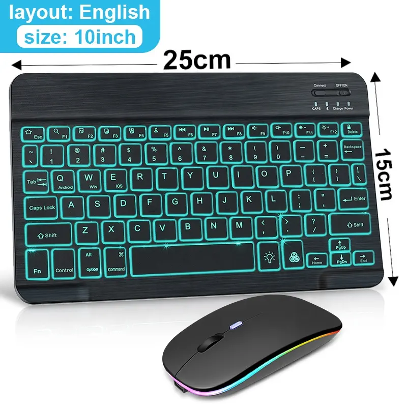 RGB BT Tastatur und Maus Wiederauf ladbare kabellose Tastatur Maus Hintergrund beleuchtung Tastatur Für iPad Tablet Laptop